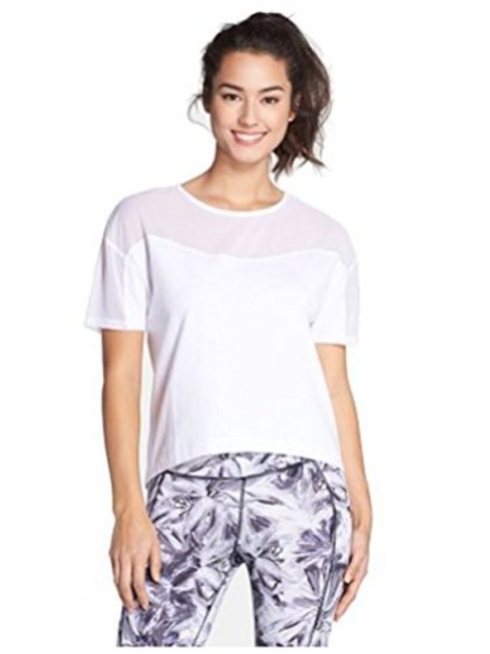 Betsey Johnson Womens Mesh Insert T-Shirt